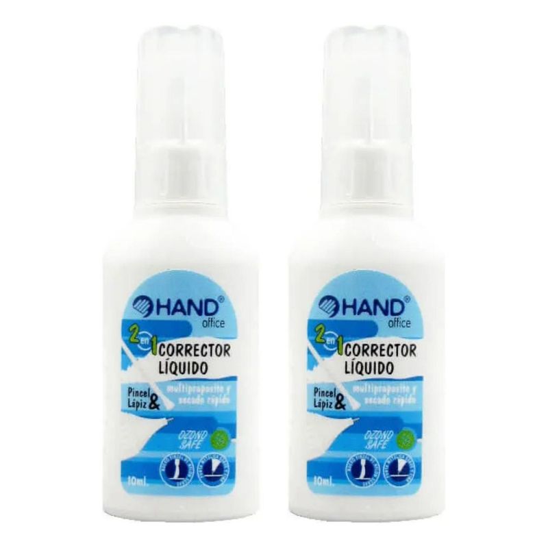 HAND - Corrector Liquido 2 En 1 10ml. Pincel Y Lapiz. 2 Unid. Hand