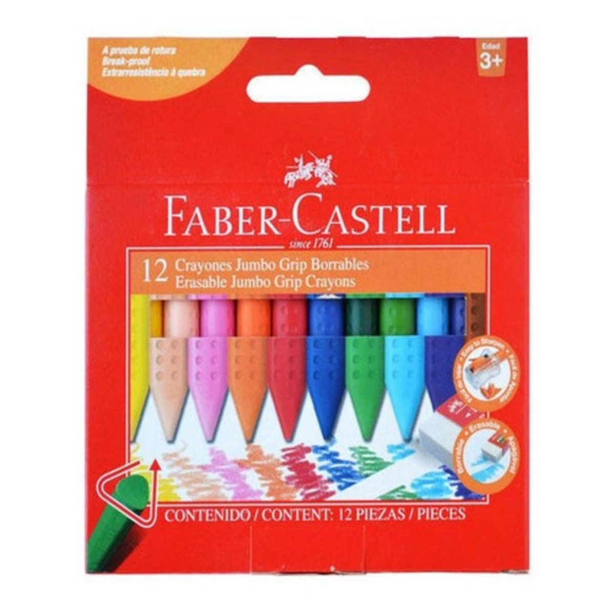 FABER-CASTELL - Lápiz De Cera Triangular x12 Colores Faber-Castell