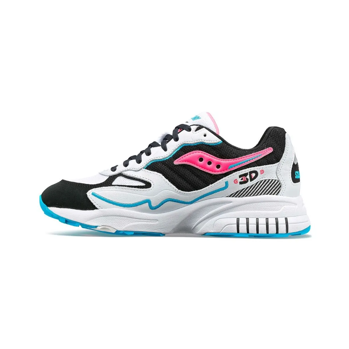 SAUCONY - Zapatilla Saucony 3D Grid Hurricane Hombre White/Black/Pink