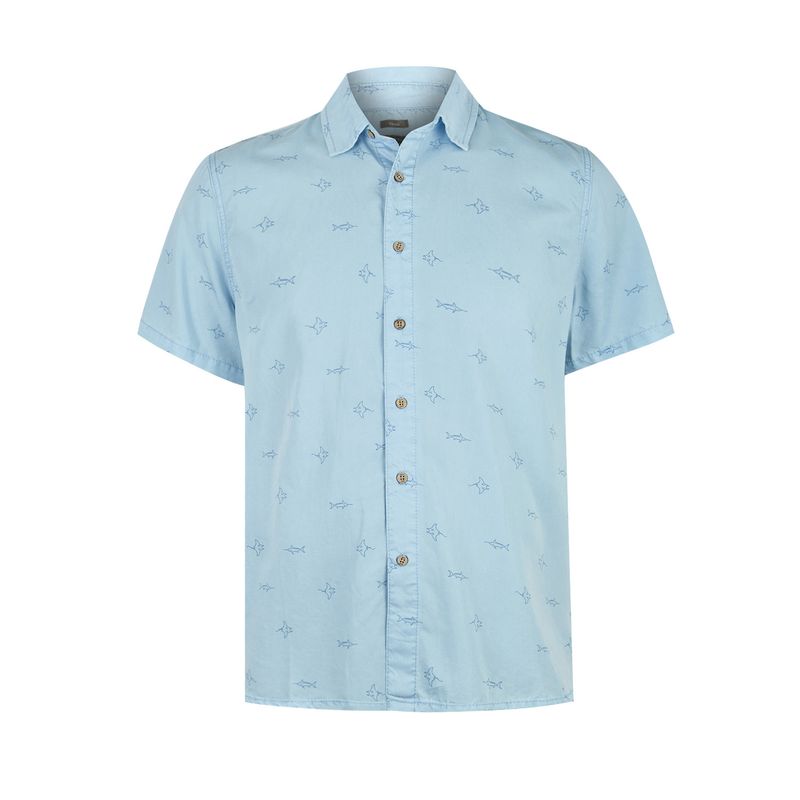 ROCKFORD - camisa Tencel Azul Tencelprint Hombre ROCKFORD