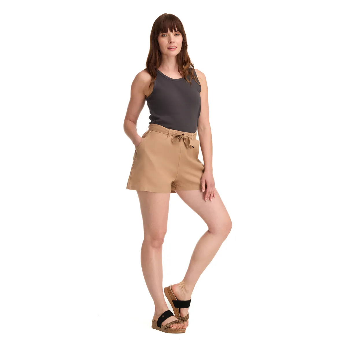 PANAMA JACK - Short Lino Mujer Beige Panama Jack