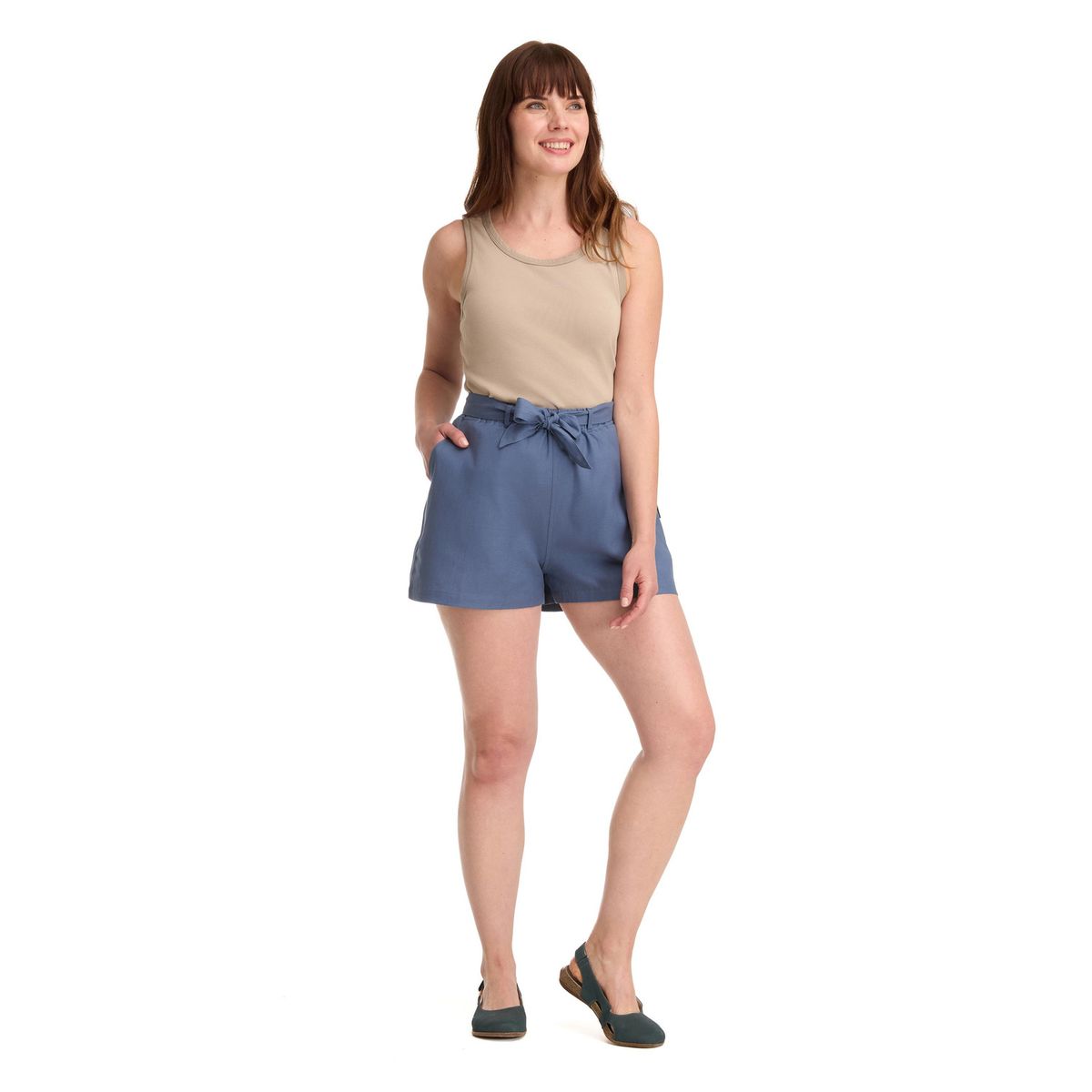 PANAMA JACK - Short Lino Mujer Azul Panama Jack