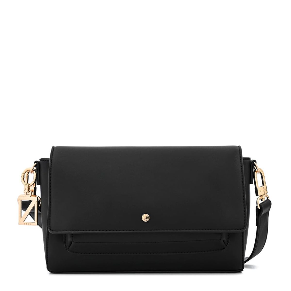 ZIOL - Cartera bandolera con tapa indara pequeña negro