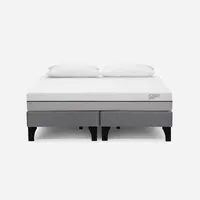 Cama Europea Pratta 2 Plazas Pata Madera BD +Almohadas Light