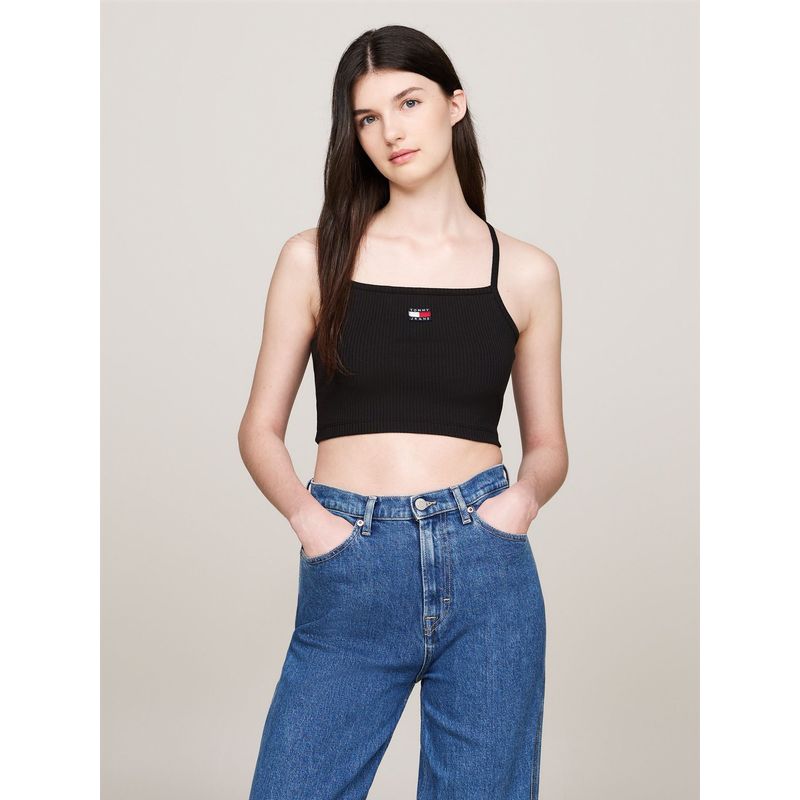 TOMMY HILFIGER - Polera Sin Mangas Con Logo De Parche Negro Tommy Jeans