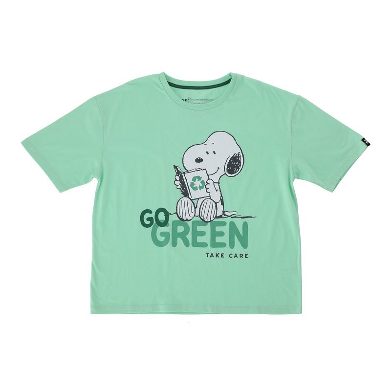 SNOOPY - Polera Manga Corta Niña Libro Verde Snoopy