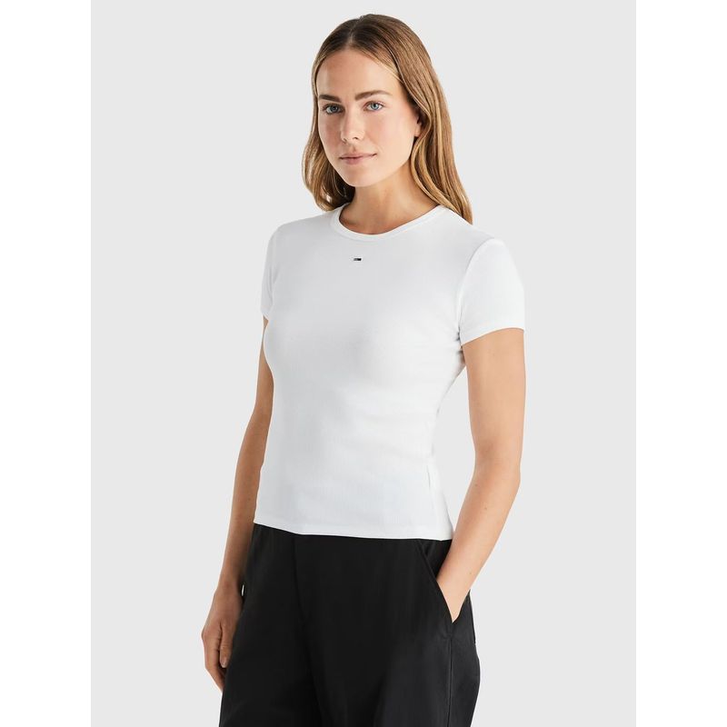 TOMMY HILFIGER - Polera Essential Con Logo Blanco Tommy Jeans