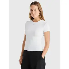 TOMMY HILFIGER - Polera Essential Con Logo Blanco Tommy Jeans