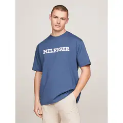 TOMMY HILFIGER - Polera Con Logo Monotype Bordado Azul