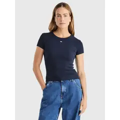 TOMMY HILFIGER - Polera Essential Con Logo Azul Tommy Jeans