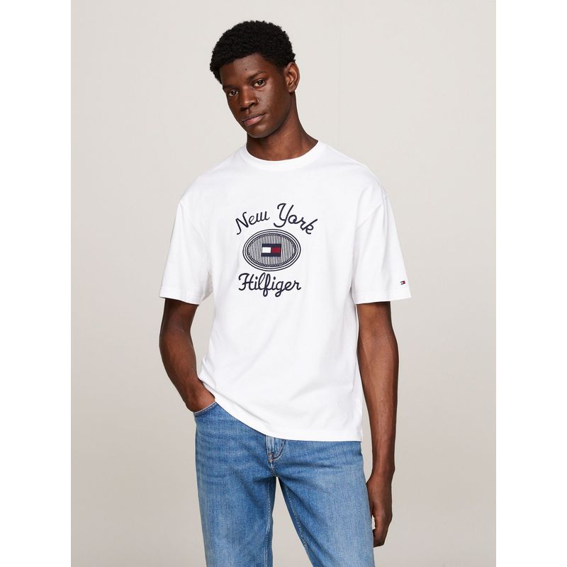 TOMMY HILFIGER - Polera Con Logo Nyc Bordado Blanco Tommy Hilfiger