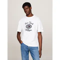 TOMMY HILFIGER - Polera Con Logo Nyc Bordado Blanco