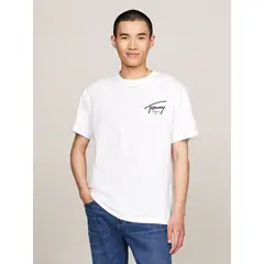 TOMMY HILFIGER - Polera Con Logo Signature Blanco Tommy Jeans