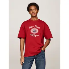 TOMMY HILFIGER - Polera Con Logo Nyc Bordado Rojo