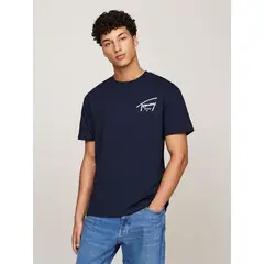 TOMMY HILFIGER - Polera Con Logo Signature Azul Tommy Jeans