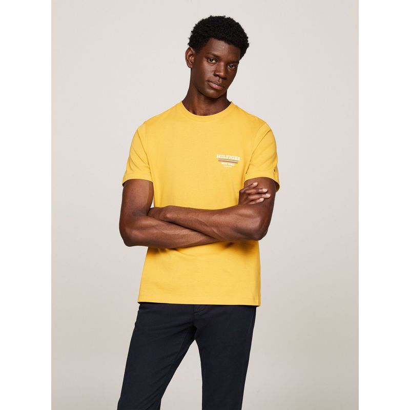TOMMY HILFIGER - Polera Global Stripe Con Logo Amarillo Tommy Hilfiger