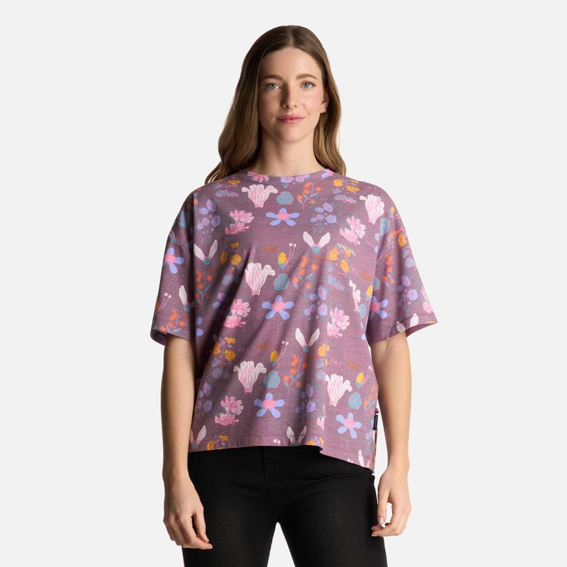 HAKA HONU - Polera Mujer Botanica Print Morado Haka Honu