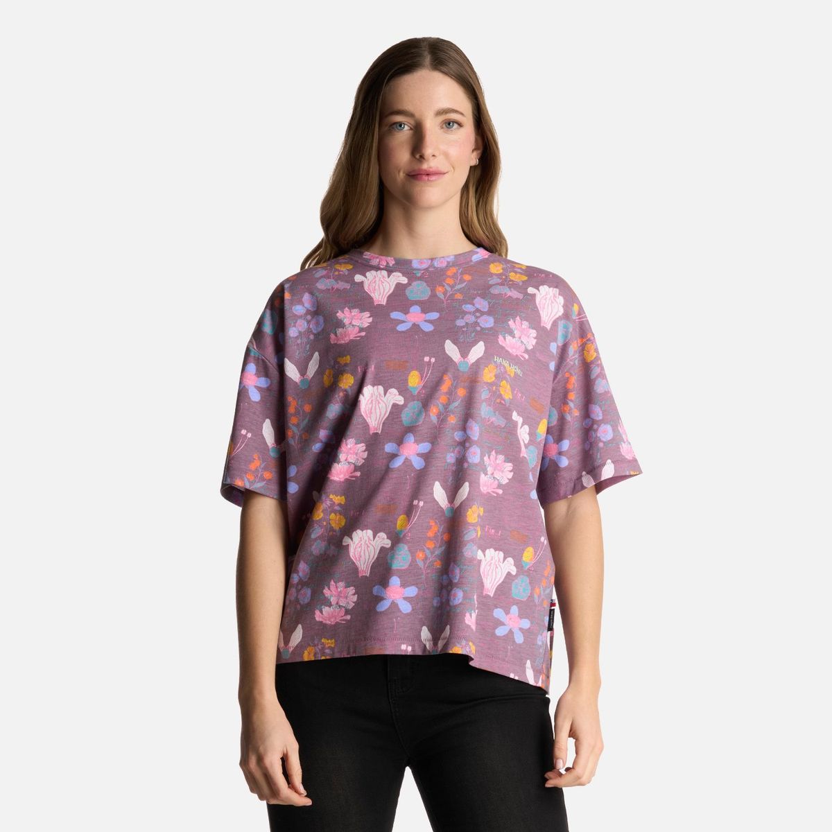 HAKA HONU - Polera Mujer Botanica Print Morado Haka Honu