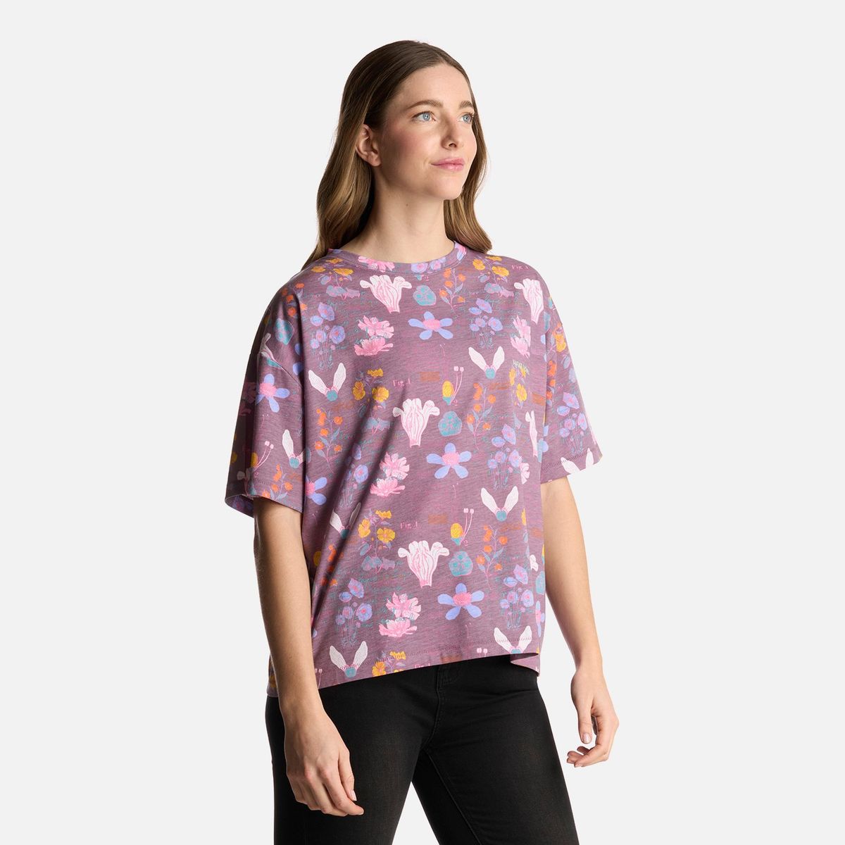 HAKA HONU - Polera Mujer Botanica Print Morado Haka Honu