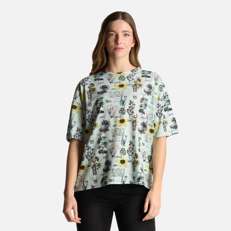HAKA HONU - Polera Mujer Botanica Print Jade Haka Honu.-