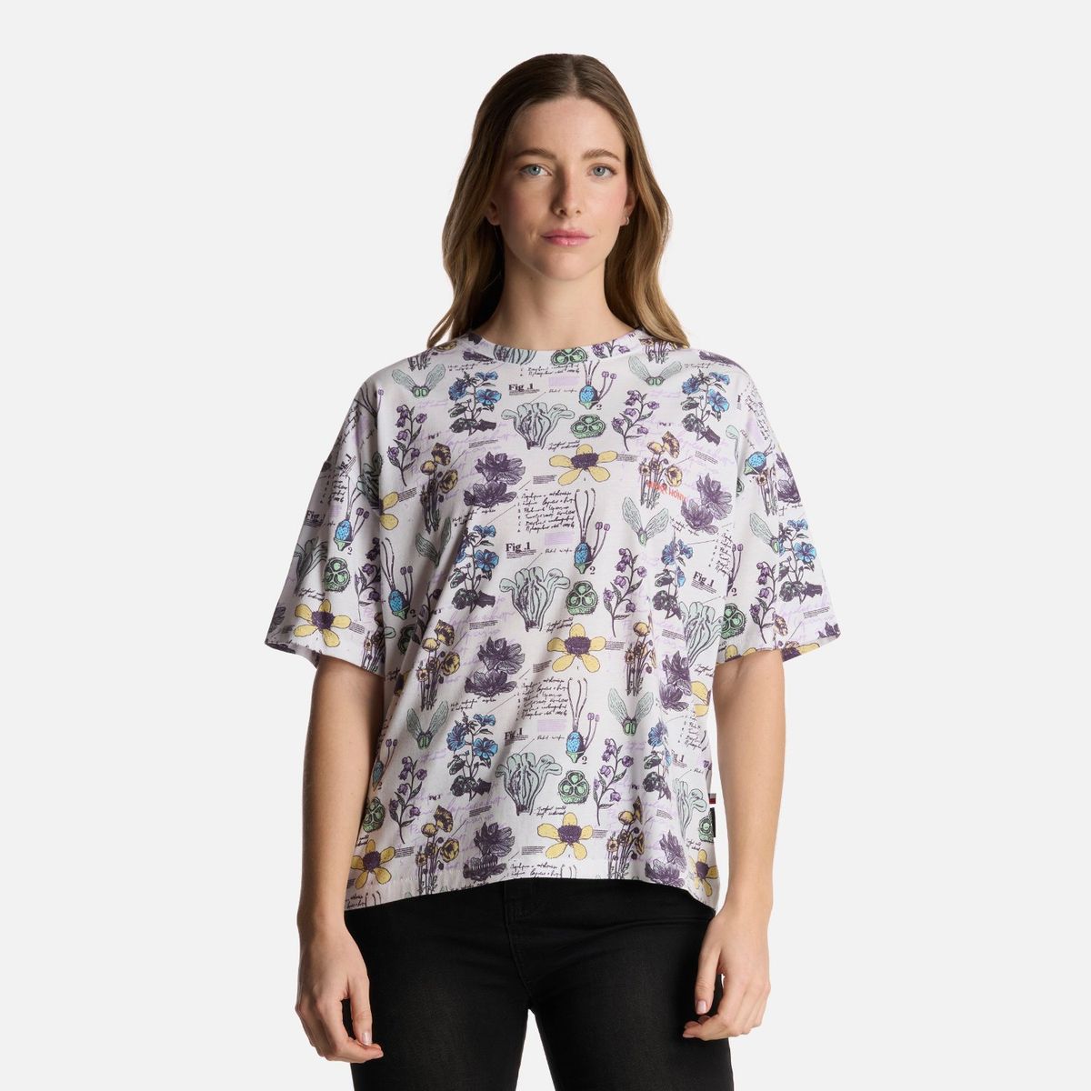 HAKA HONU - Polera Mujer Botanica Print Blanco Haka Honu