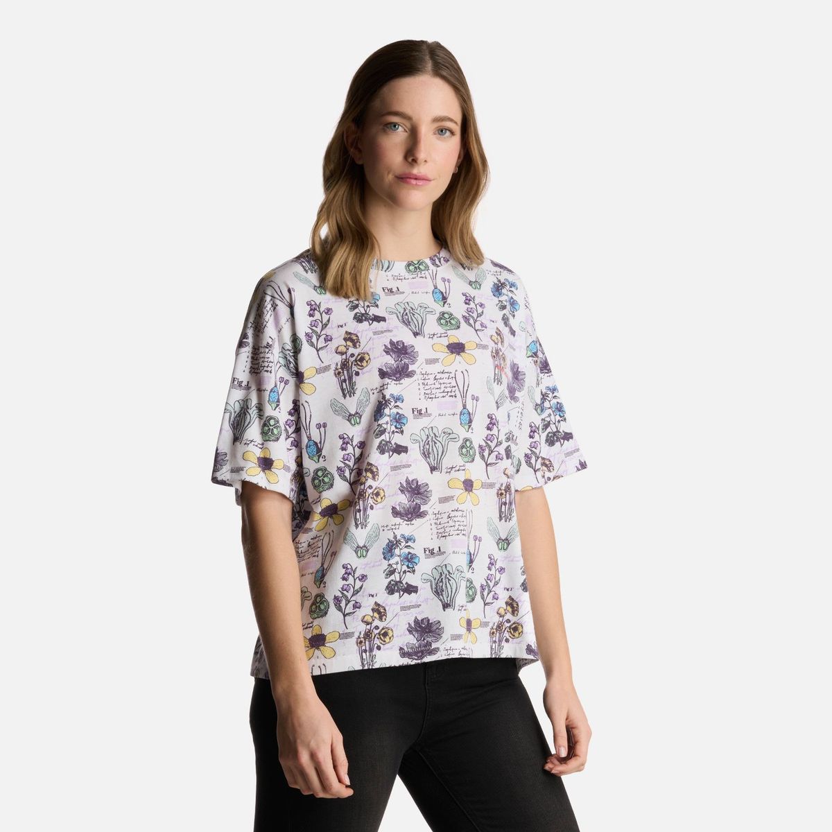 HAKA HONU - Polera Mujer Botanica Print Blanco Haka Honu