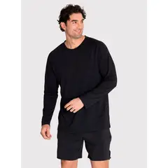 BSOUL - Polera deportiva Hombre Manga Larga Negra