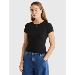 TOMMY HILFIGER - Polera Essential Con Logo Negro Tommy Jeans