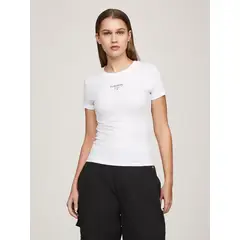 TOMMY HILFIGER - Polera Essential Slim Fit Con Logo Blanco Tommy Jeans