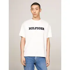 TOMMY HILFIGER - Polera Con Logo Monotype Bordado Blanco