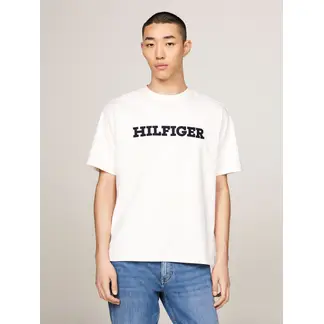 TOMMY HILFIGER - Polera Con Logo Monotype Bordado Blanco
