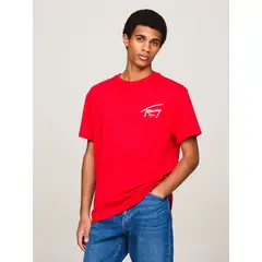 TOMMY HILFIGER - Polera Con Logo Signature Rojo Tommy Jeans