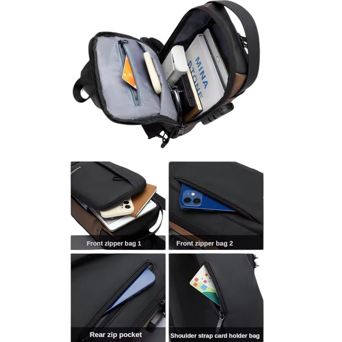 GENERICO - Bolso De Pecho Antirrobo Para Hombre y Mujer Bandolera De Carga USB