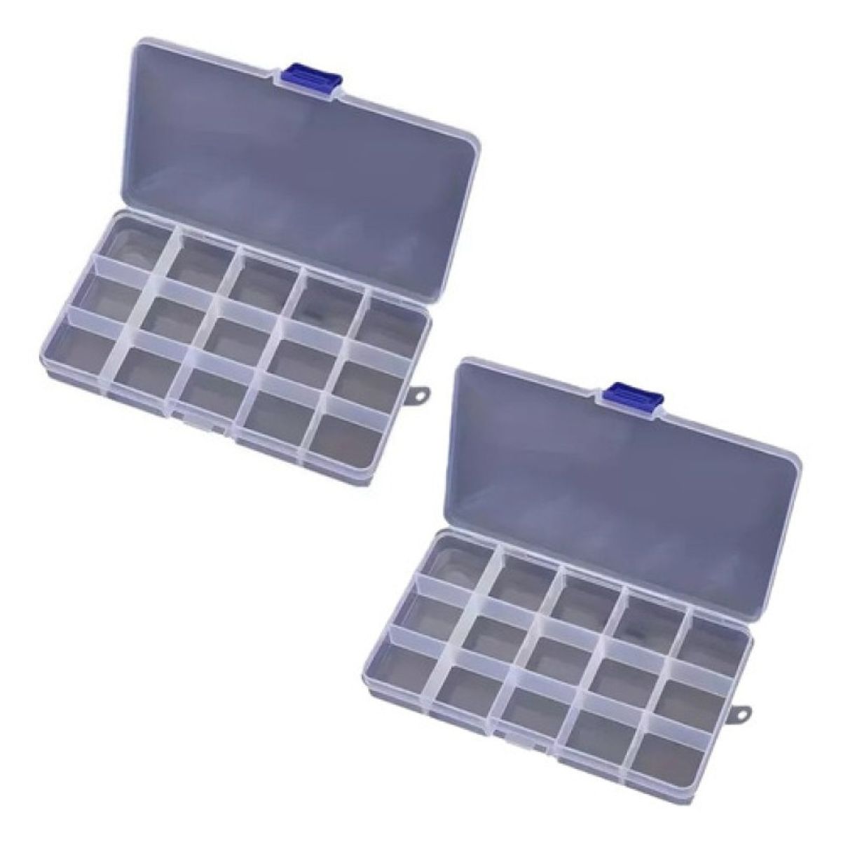 GENERICO - Set 2 Cajas Organizadoras Transparente 15 Divisiones 17x10cm