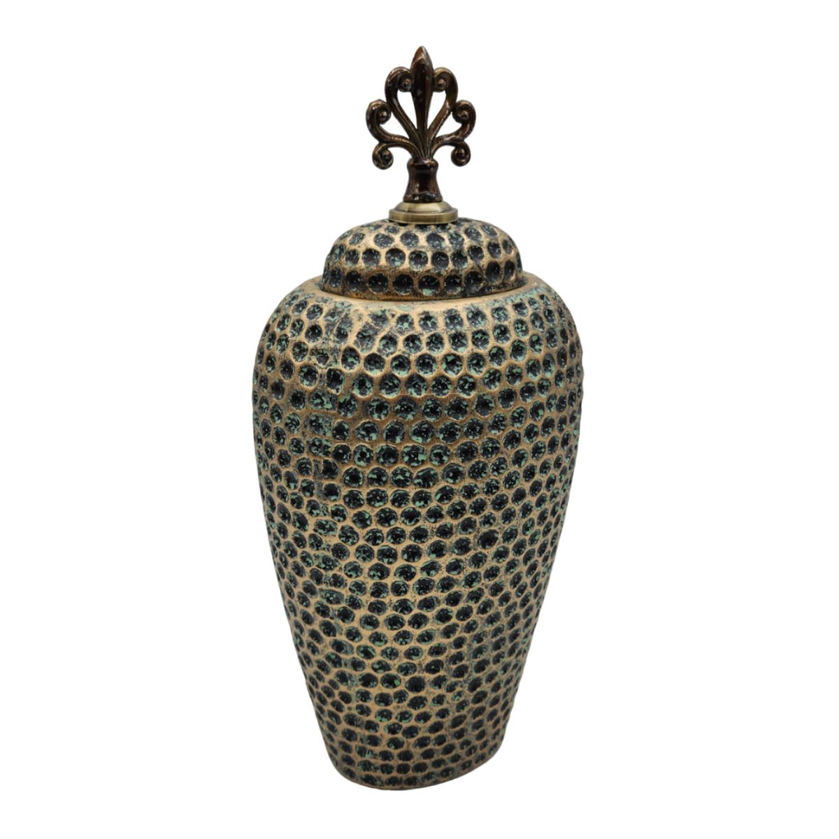 GENERICO - Jarron Florero Ceramica Diseño Envejecido Puntos Alargado