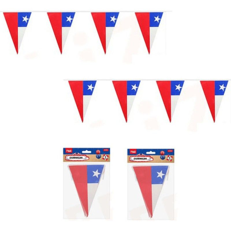 GENERICO - Set 2 Guirnaldas Fiestas Patrias Bandera Triangulo 5 Metros