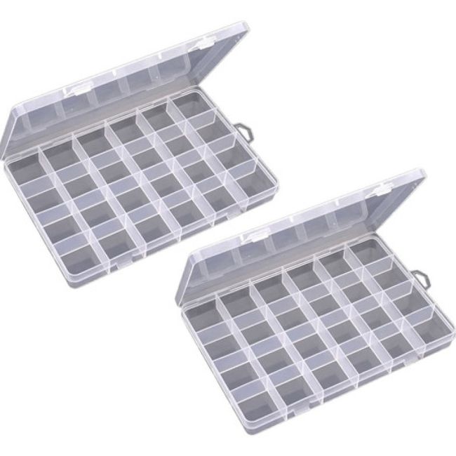 GENERICO - Set 2 Cajas Organizadoras Transparente 24 Divisiones 19x13cm