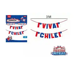 GENERICO - Set 2 Guirnaldas Decorativa Fiestas Patrias Viva Chile 3 Mts