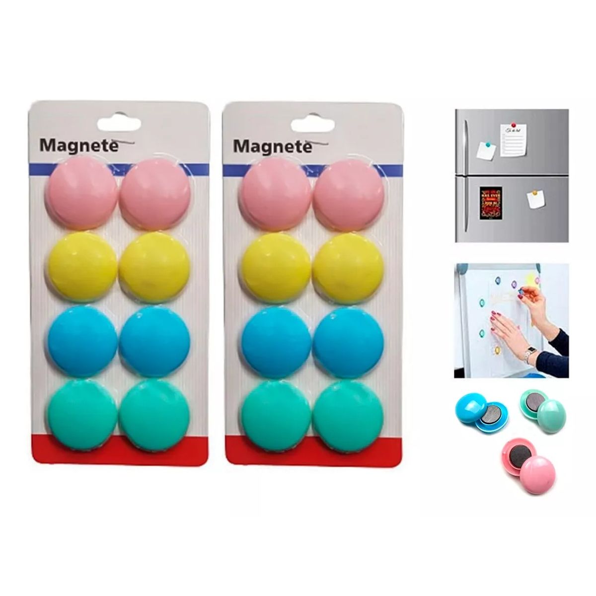 GENERICO - 16 Imanes Para Pizarras Magnéticas Refrigerador
