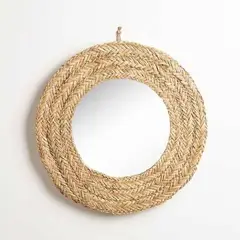 GENERICO - Espejo Fibra Natural 50cm Redondo Taller Sin Fronteras