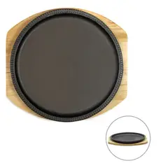 GENERICO - Plancha Plato De Hierro Fundido 21cm Con Base Madera Sarten