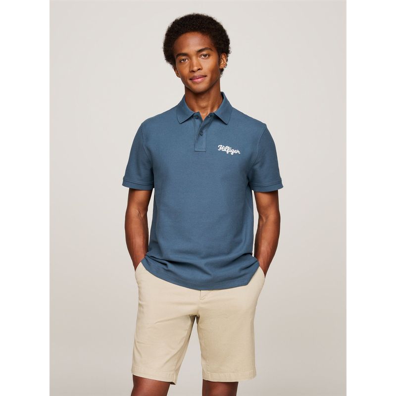 TOMMY HILFIGER - Polo Con Logo En Cadeneta Azul Tommy Hilfiger