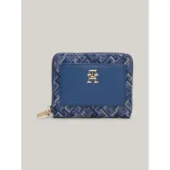 TOMMY HILFIGER - Billetera Diseño Jacquard Con Cierre Azul