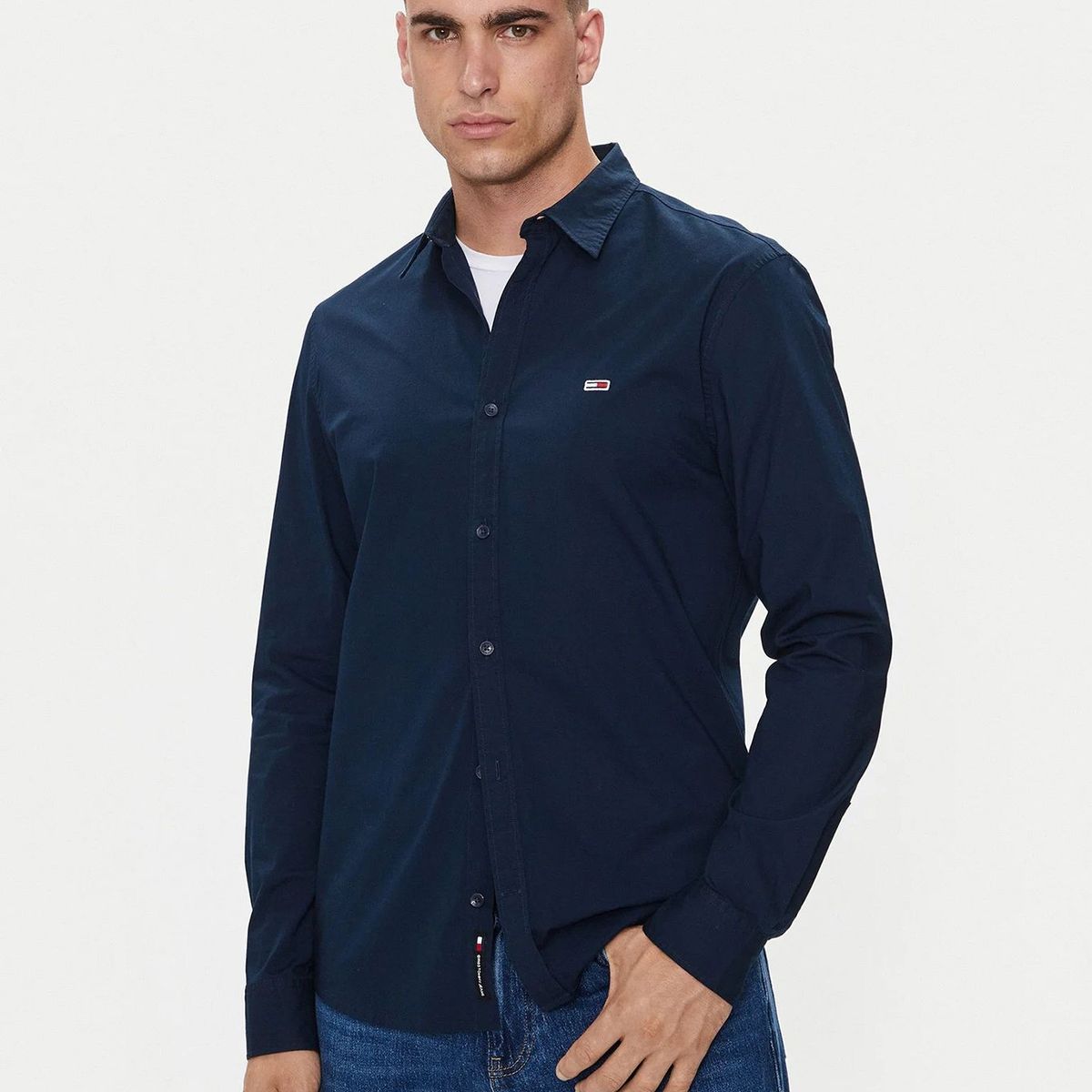 TOMMY HILFIGER - Camisa Solid De Corte Slim Azul Tommy Jeans