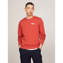 TOMMY HILFIGER - Polerón Con Logo En El Pecho Rojo