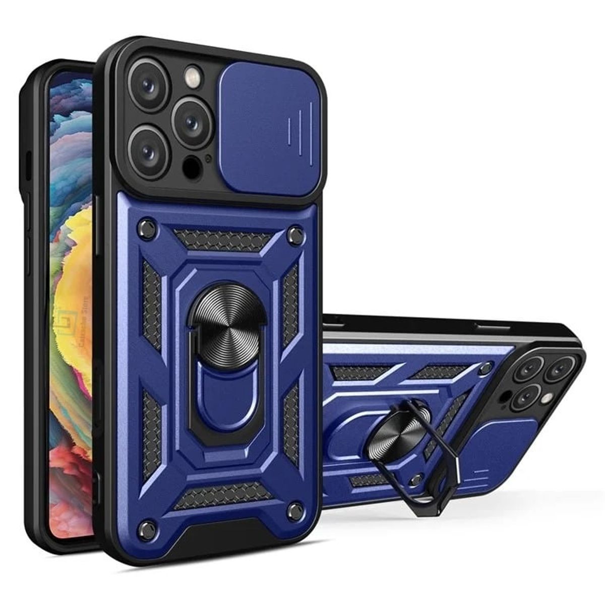 GENERICO - Carcasa Armor Con Anillo Para iPhone 16 Pro - Azul