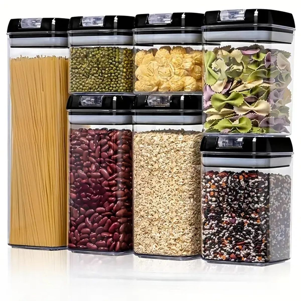 GENERICO - Set de 7 Contenedores Herméticos Plástico Negro Simplit