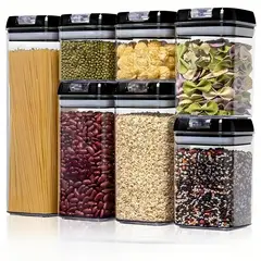 GENERICO - Set de 7 Contenedores Herméticos Plástico Negro Simplit