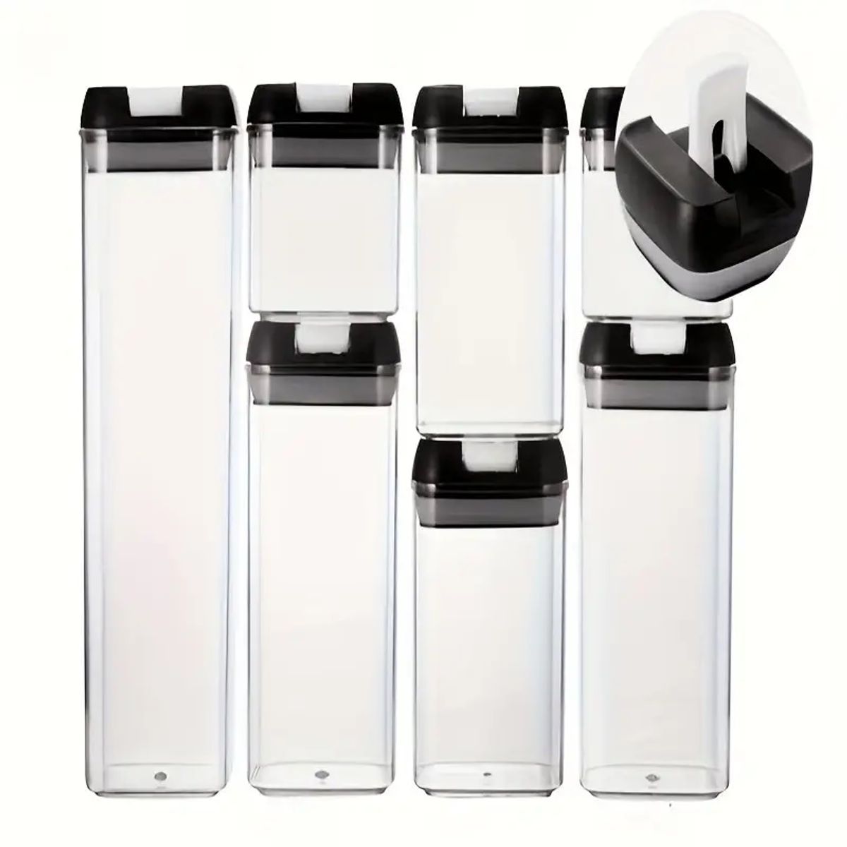 GENERICO - Set de 7 Contenedores Herméticos Plástico Negro Simplit