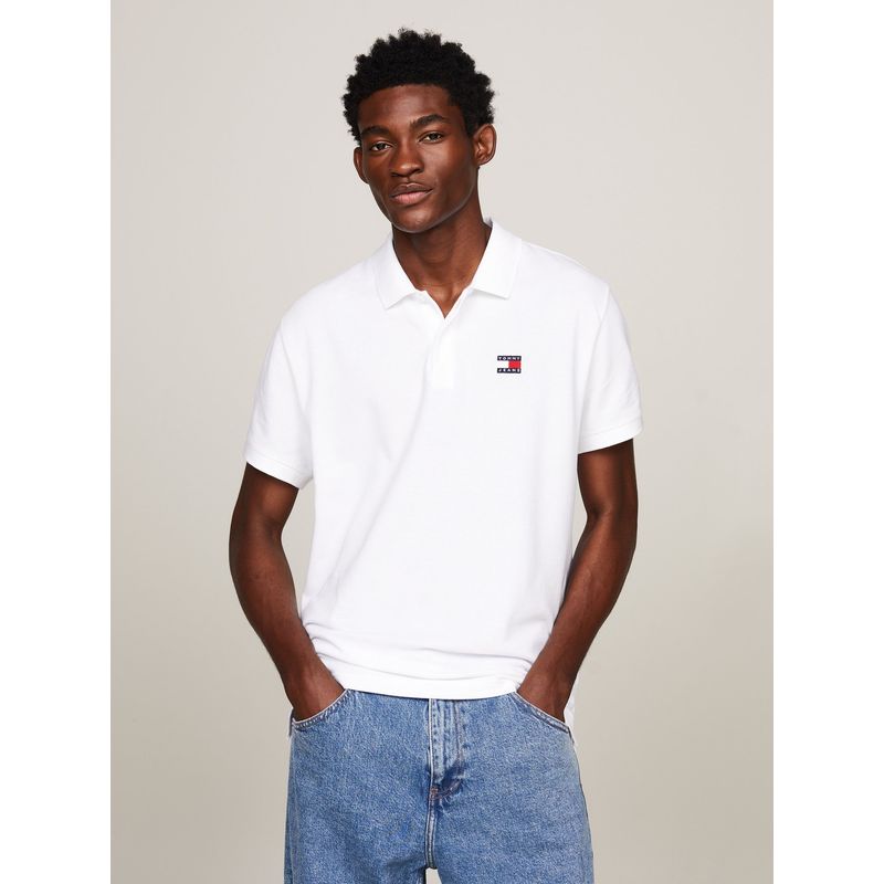 TOMMY HILFIGER - Polo Regular Fit Con Parche Blanco Tommy Jeans